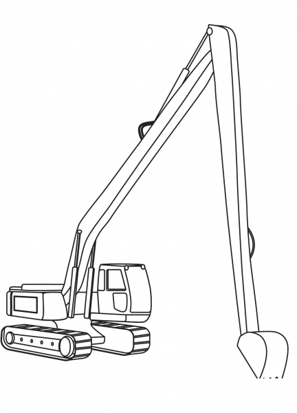 Long Reach Excavator coloring page image