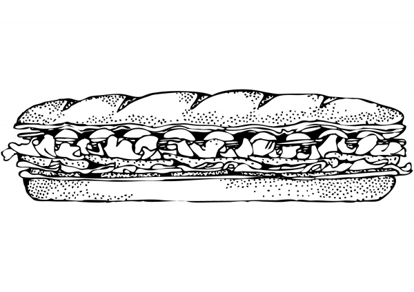 Long Sandwich coloring page image