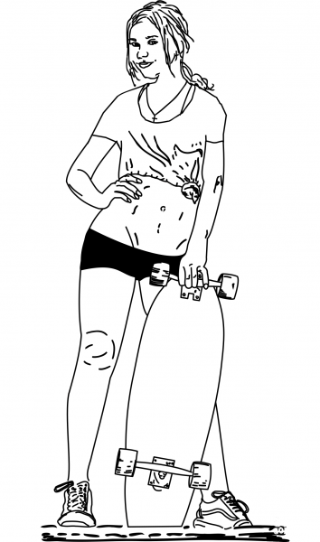 Longboard Lady Fix Remix coloring page image