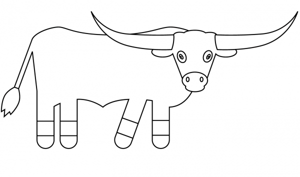 Longhorn coloring page image