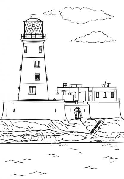 Longstone Lighthouse coloring page image