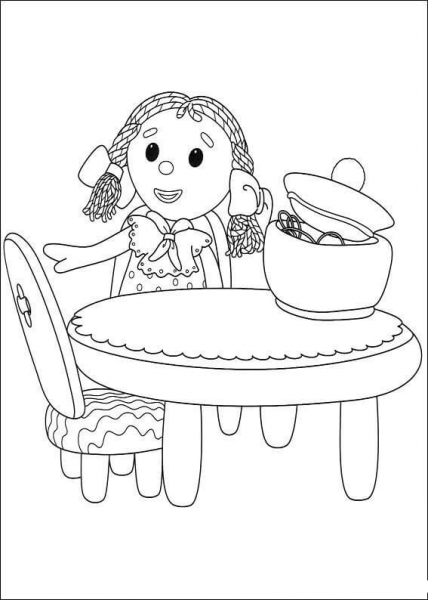 Looby Loo Girl Is Sitting over the table coloring page image