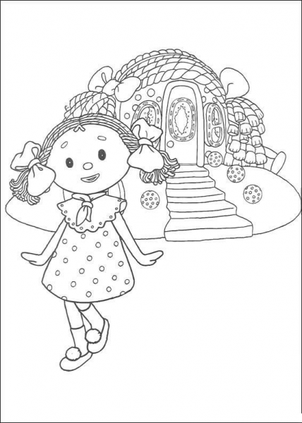 Looby Loo Is Standing In Front Of The House  coloring page image