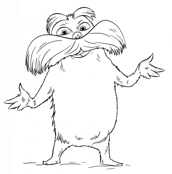 Lorax coloring page image