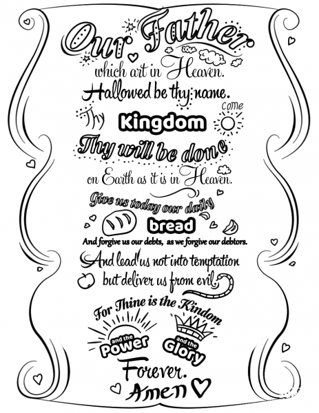 Lord’s Prayer Doodle coloring page image