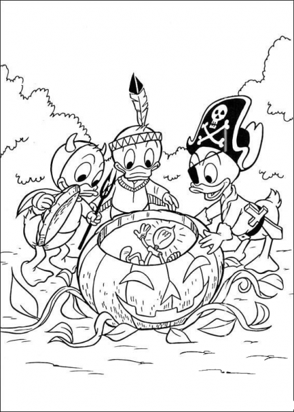 Louie, Dewey and Huey are Celebrating Halloween  coloring page image