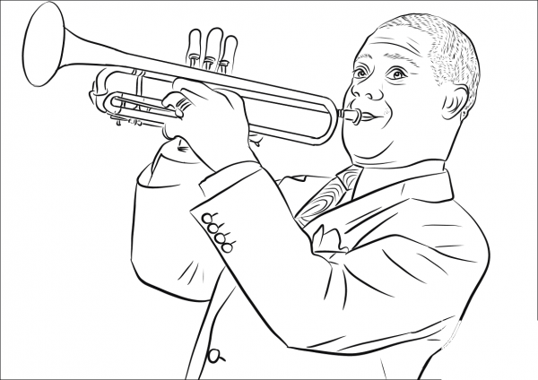 Louis Armstrong coloring page image