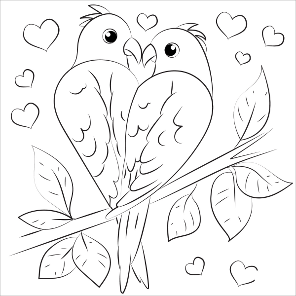 Love Birds coloring page image