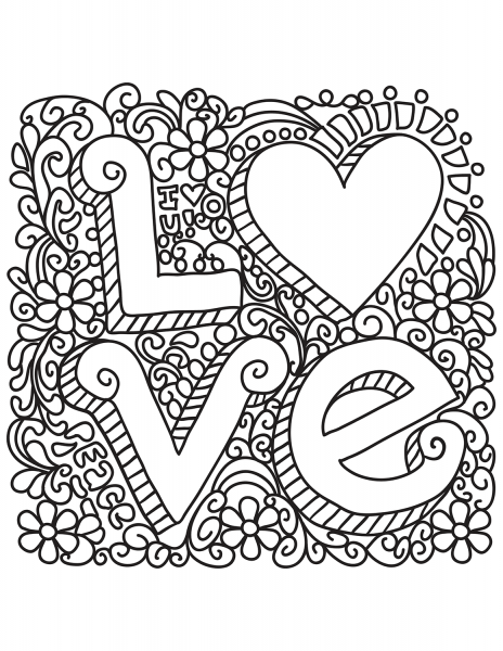 Love coloring page image