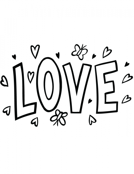 Love Word Art coloring page image