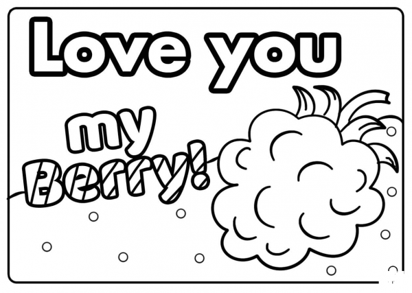 Love You My Berry – Encouraging Notes with Fruits coloring page image