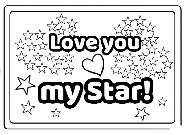 Love You My Star – Encouraging Note coloring page image