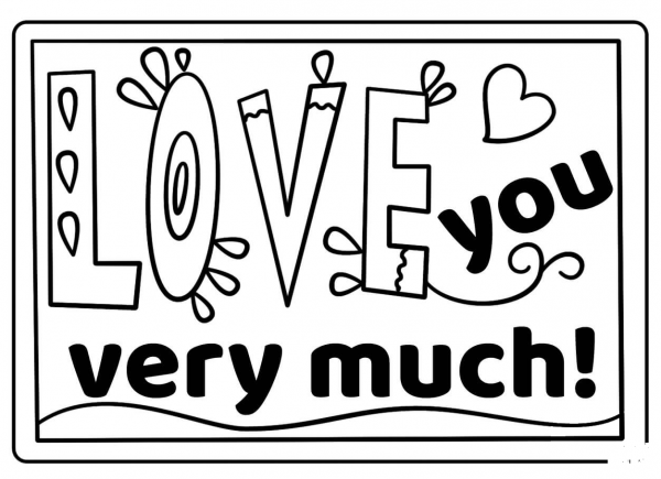 Love You Very Much – Encouraging Note coloring page image