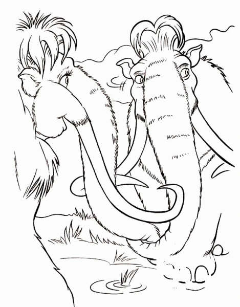 Lovely Couple of mammoths coloring page image