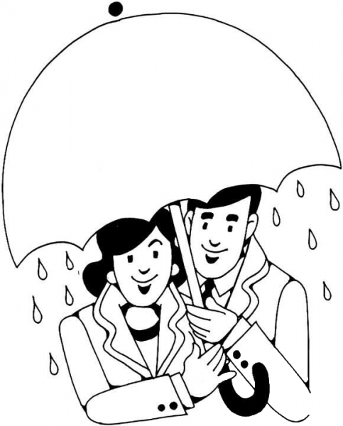 Lovers Under The Rain  coloring page image