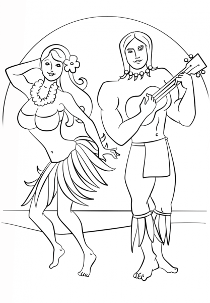 Luau Party coloring page image