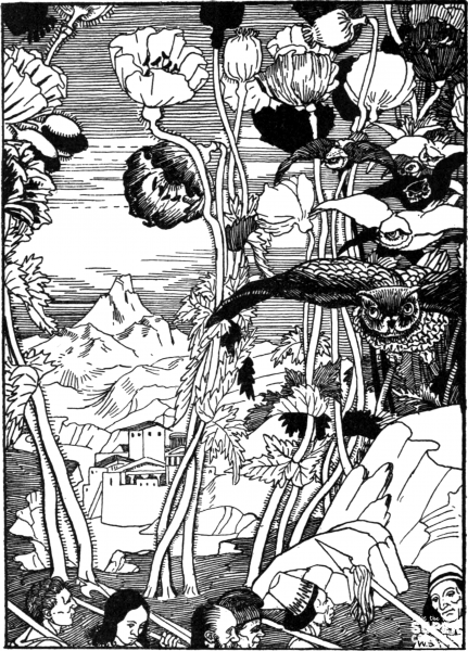 Lucians True History – Owls and Poppies coloring page image