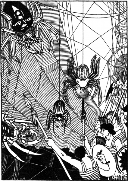 Lucians True History – Spiders of Mighty Bigness coloring page image