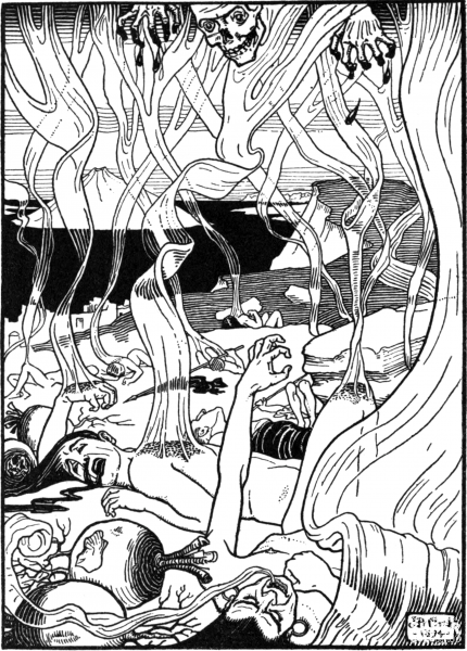 Lucians True History – The Battle of the Turnips coloring page image