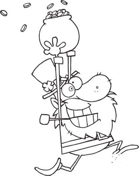 Lucky Leprechaun Run with a Pot of Gold coloring page image