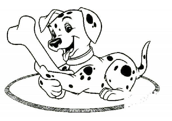 Lucky Likes Bones So Much  coloring page image