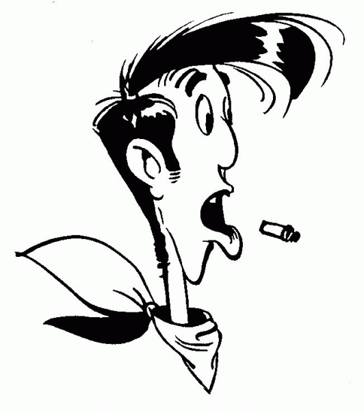 Lucky Luke is surprised coloring page image