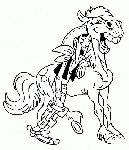 Lucky Luke On His Horse  coloring page image