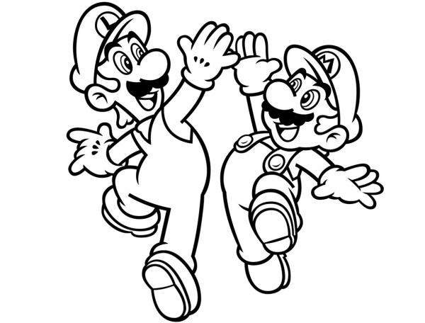 Luigi and Mario coloring page image