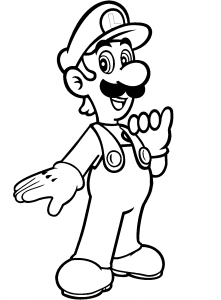 Luigi from Mario Bros. coloring page image