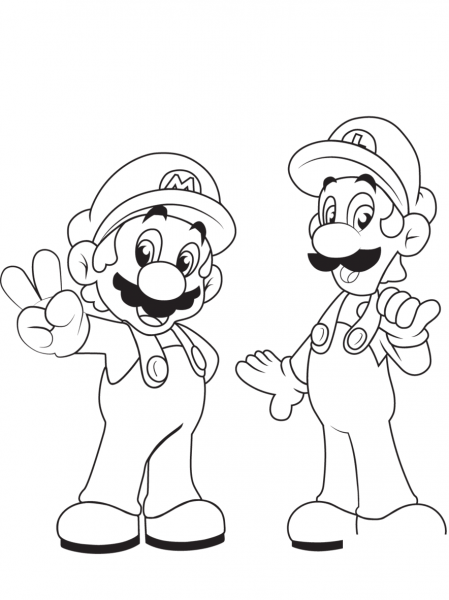 Luigi with Mario coloring page image