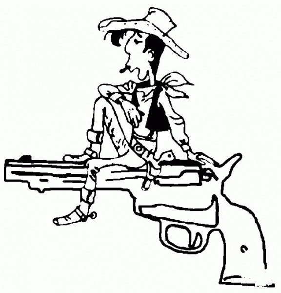 Luke With His Pistol  coloring page image