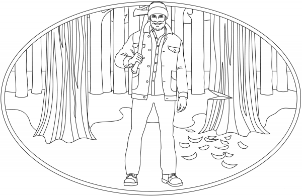 Lumberjack coloring page image