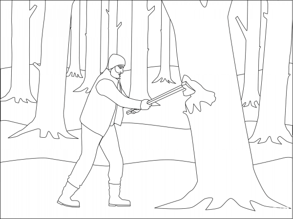 Lumberjack coloring page image