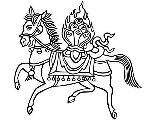 Lungta Symbol – Wind Horse coloring page image