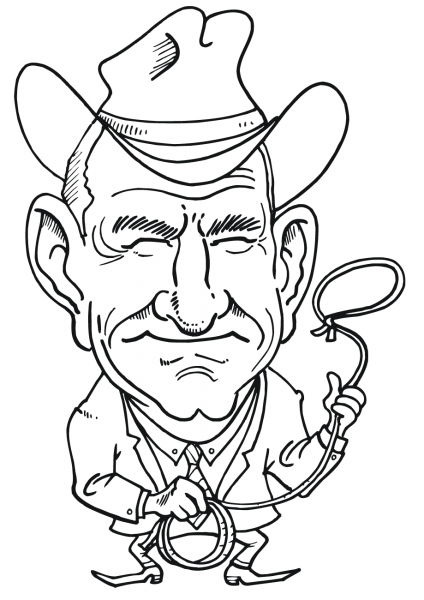 Lyndon B. Johnson Caricature coloring page image