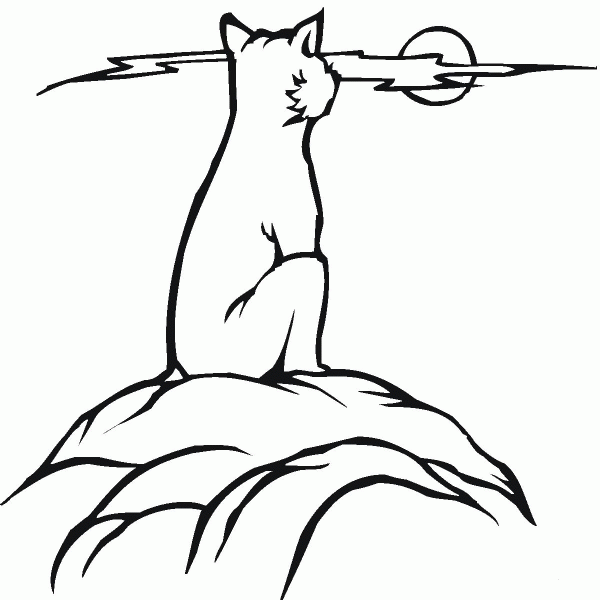 Lynx Looks At The Moon coloring page image