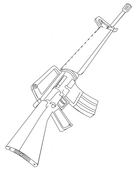 M16 Rifle coloring page image