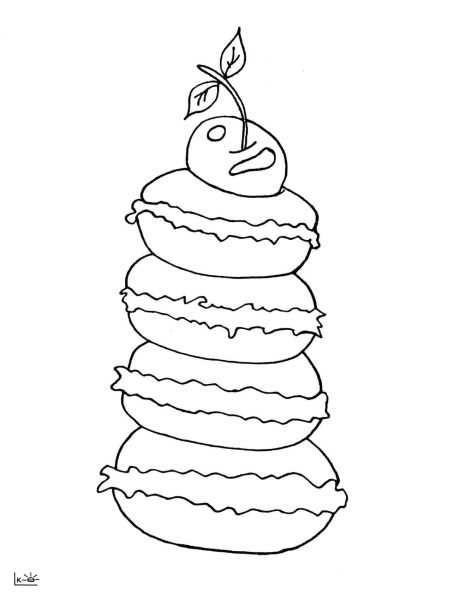 Macarons with cherry coloring page image