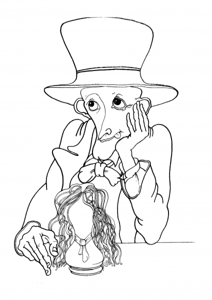 Mad Hatter Is Thinking  coloring page image