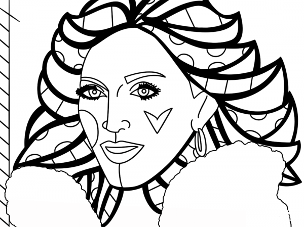 Madonna by Romero Britto coloring page image