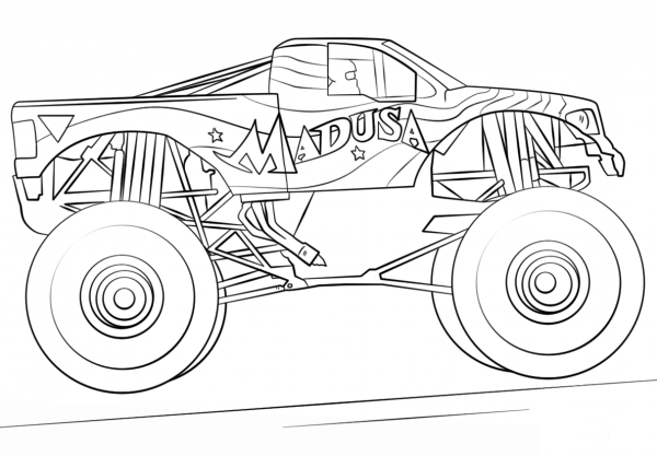 Madusa Monster Truck coloring page image