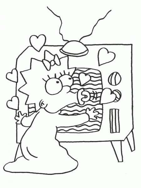 Maggie Is Watching Tv  coloring page image