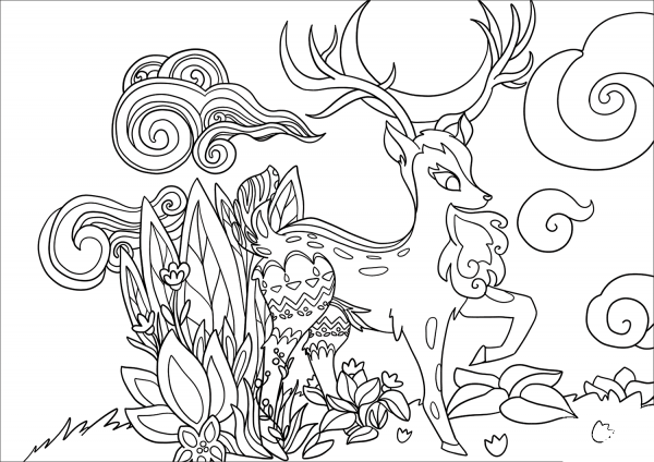 Magic Deer coloring page image