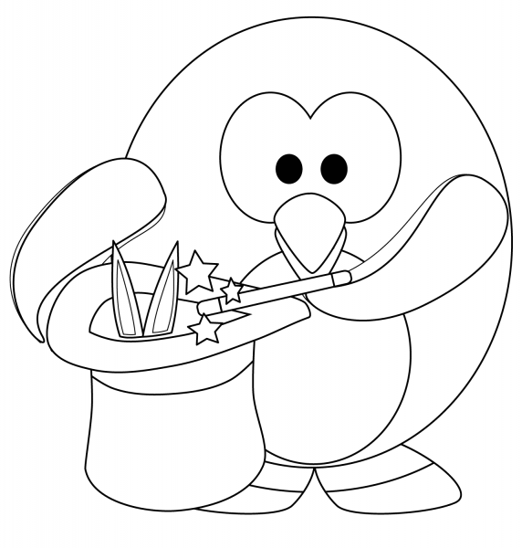 Magic Penguine coloring page image