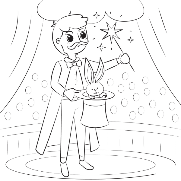 Magician coloring page image