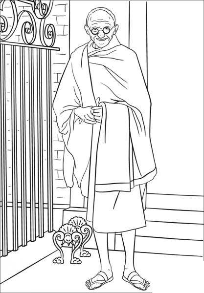 Mahatma Gandhi coloring page image