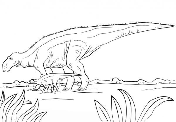 Maiasaura Dino from Cretaceous Period coloring page image