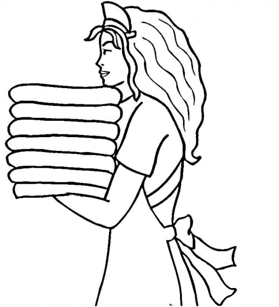 Maid in Hotel  coloring page image