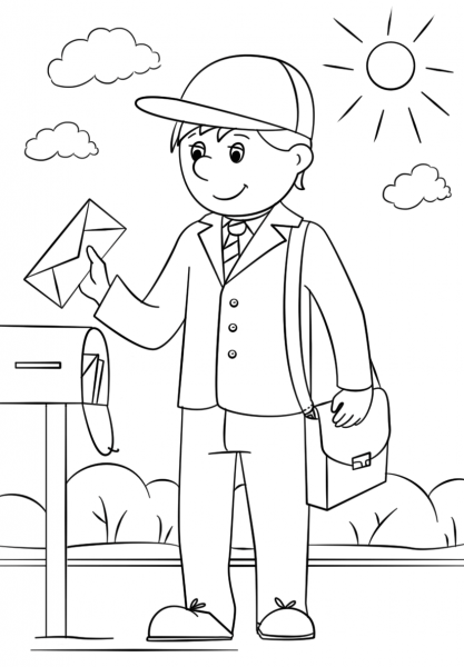 Mail Carrier coloring page image