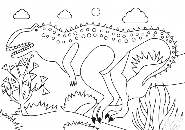 Majungasaurus coloring page image